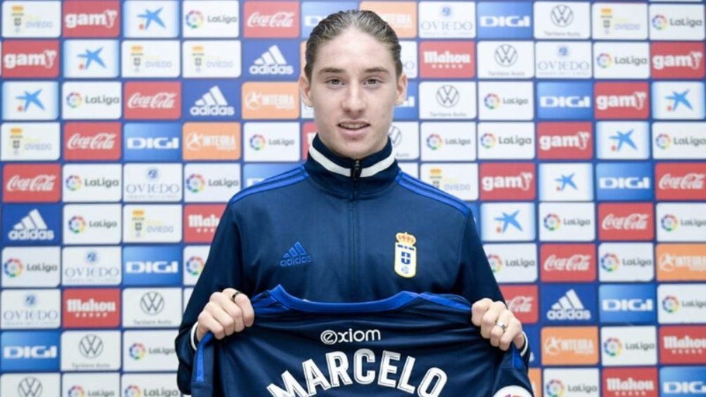 Marcelo en su presentación con el Oviedo