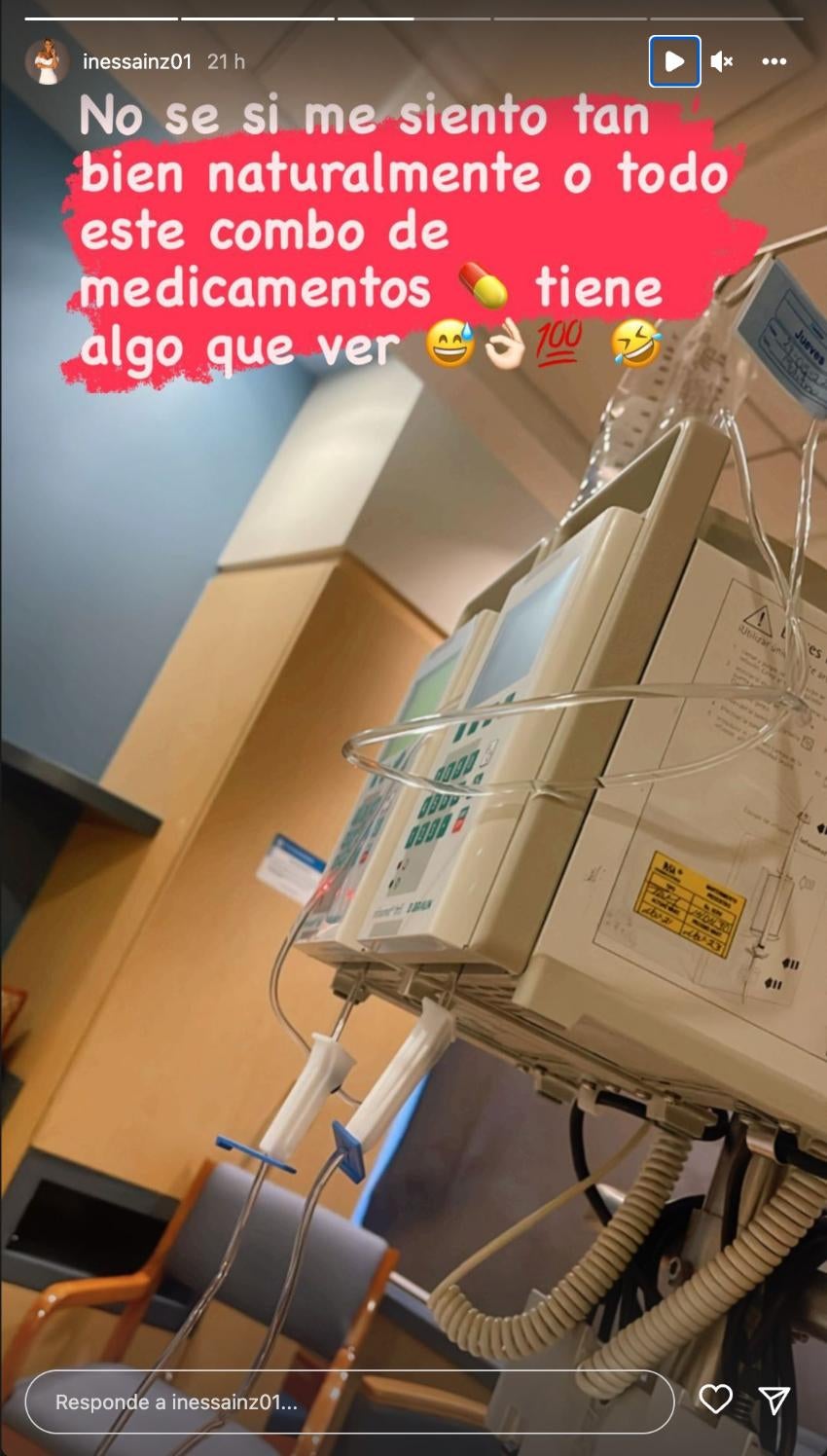 Inés Sainz en su estadía en el hospital