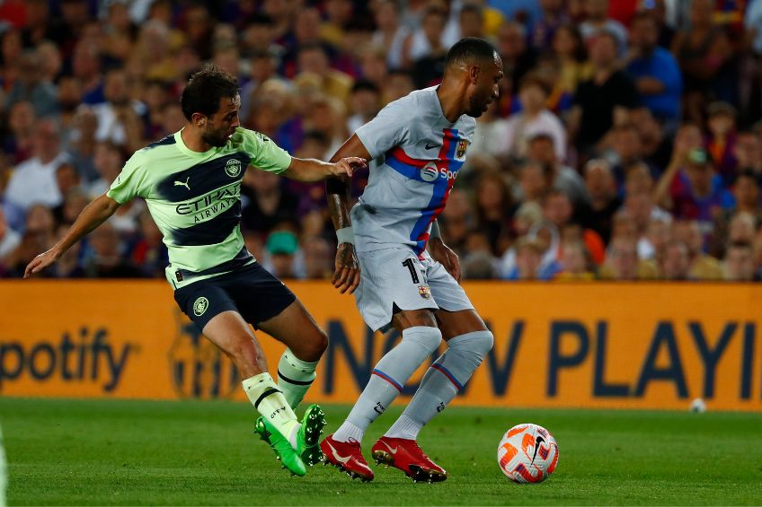 Aubameyang durante un partido del Barcelona