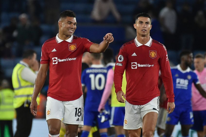 Casemiro y Cristiano Ronaldo tras un partido del Manchester United