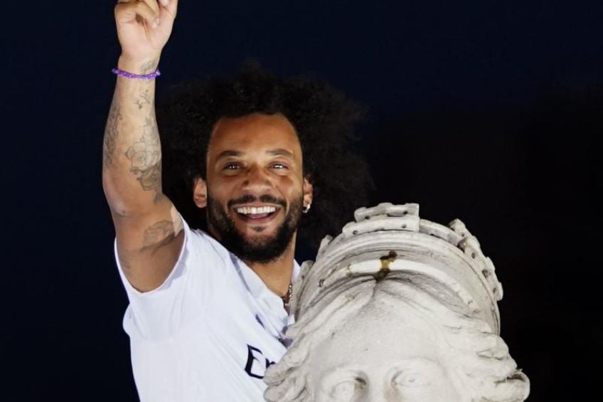 Marcelo festejando el título de la Champions League