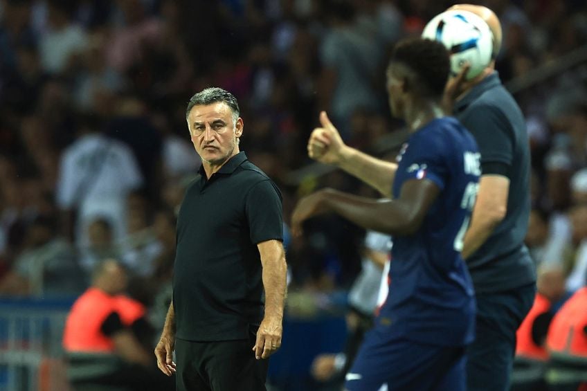 Christophe Galtier durante un partido del PSG