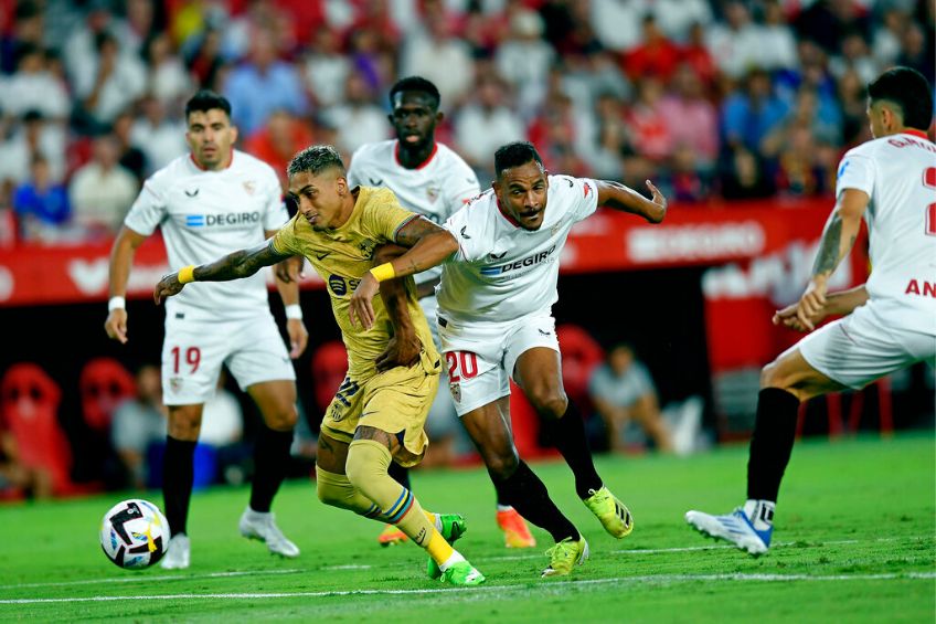 Raphinha durante un partido del Barcelona