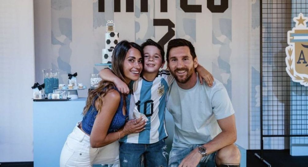 Mateo Messi festejando su cumpleaños