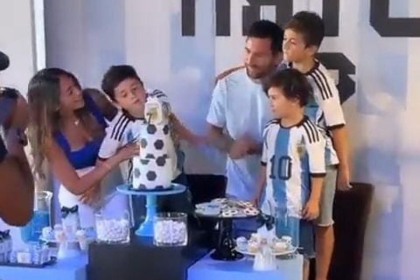 Mateo Messi festejando su cumpleaños