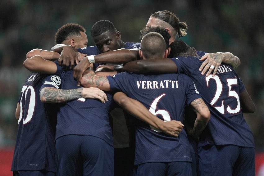 PSG en celebración de gol 