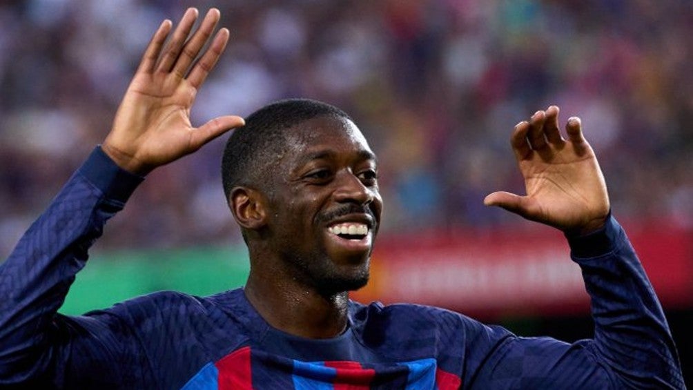 Ousmane Dembélé en festejo de gol