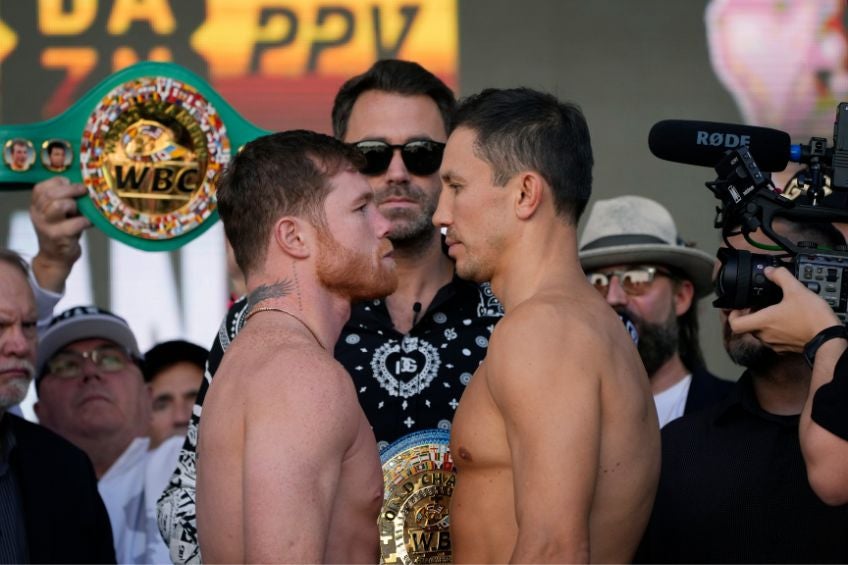 Canelo y Golovkin en la ceremonia de pesaje