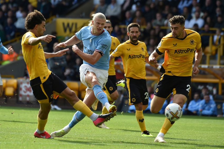 Erling Haaland durante un partido del Manchester City