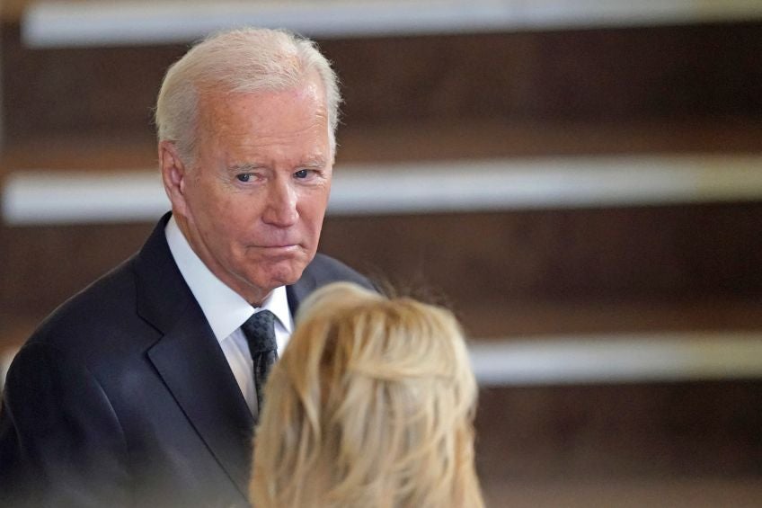 Joe Biden previo al funeral de la Reina Isabel II