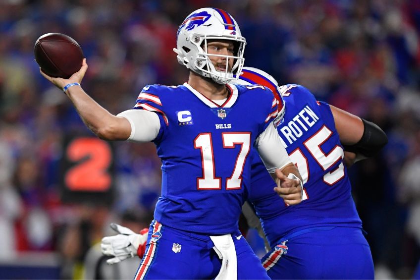 Josh Allen durante un partido de los Bills