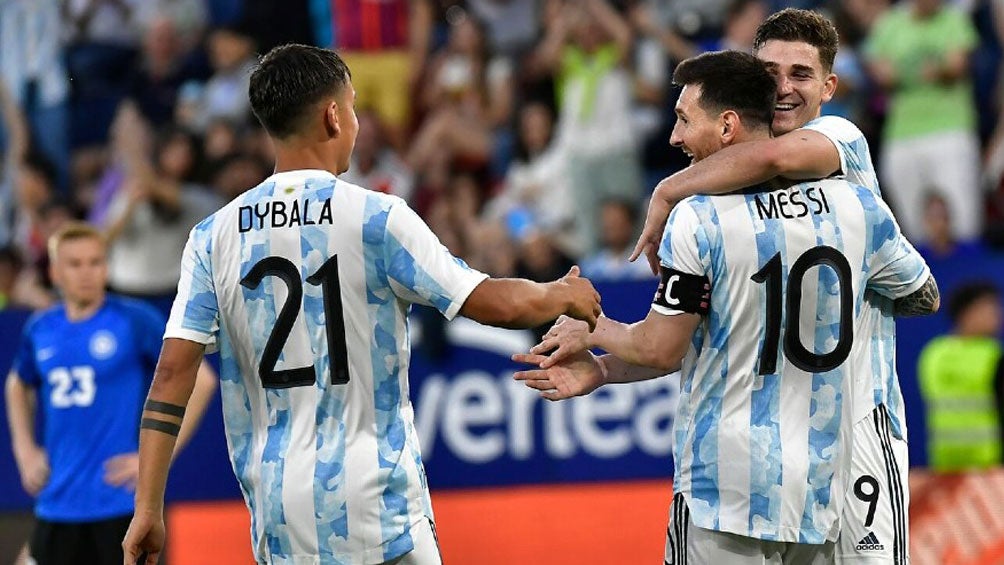 Jugadores de Argentina, en festejo de gol