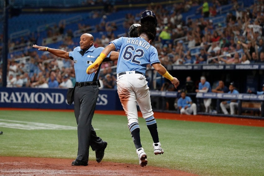 Jonathan Aranda en un juego de Rays