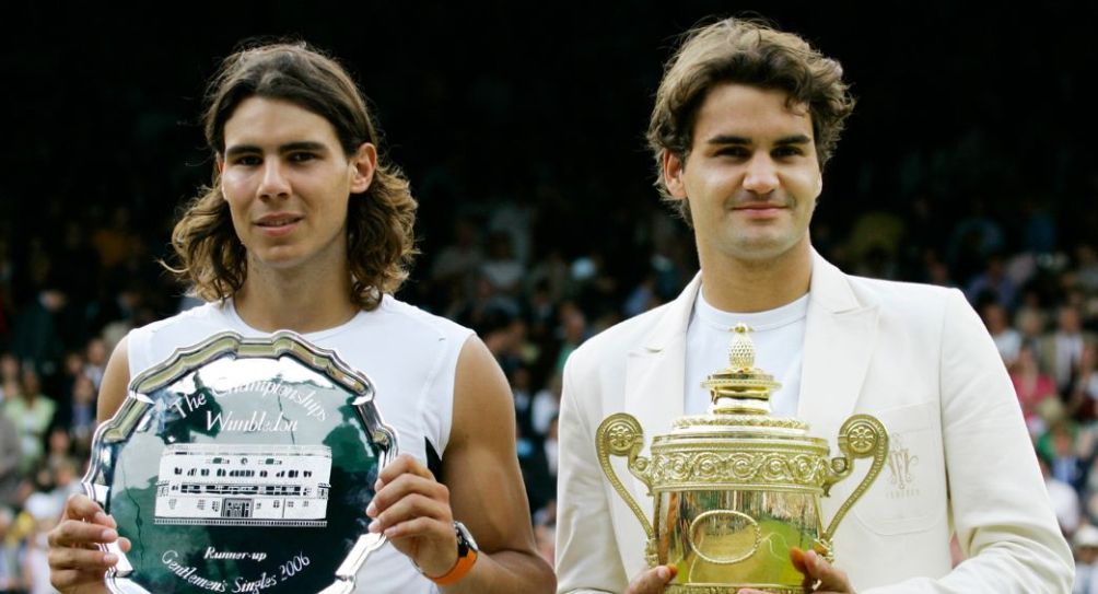 Roger Federer y Rafael Nadal tras un Campeonato de Wimbledon