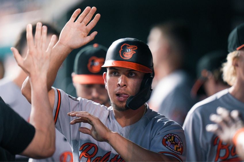 Ramón Urías durante un partido de los Baltimore Orioles