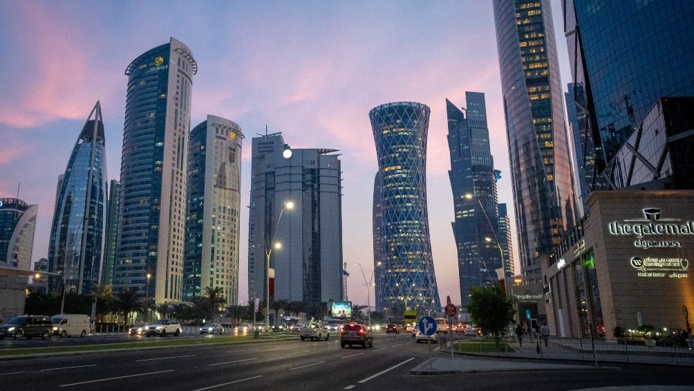 Vista de edificios en el distrito West Bay de Doha