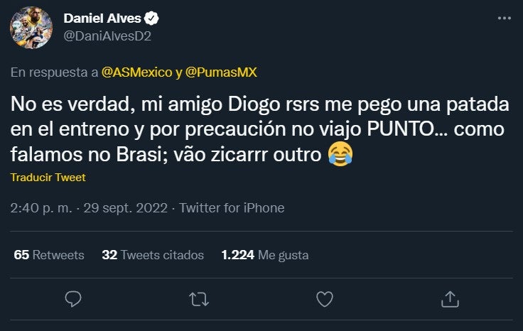 Dani Alves desmintió lesión