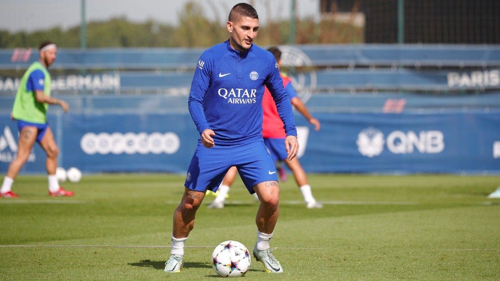 Marco Verratti en entrenamiento con el PSG