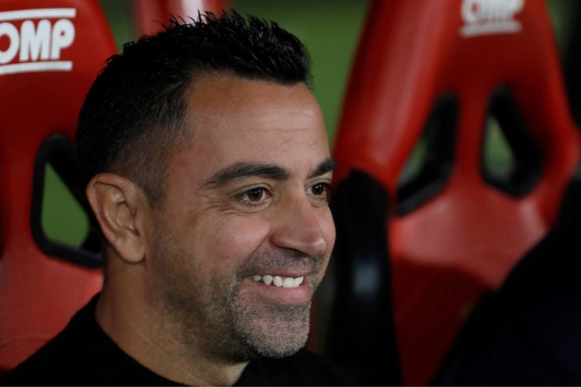 Xavi previo a un partido del Barcelona