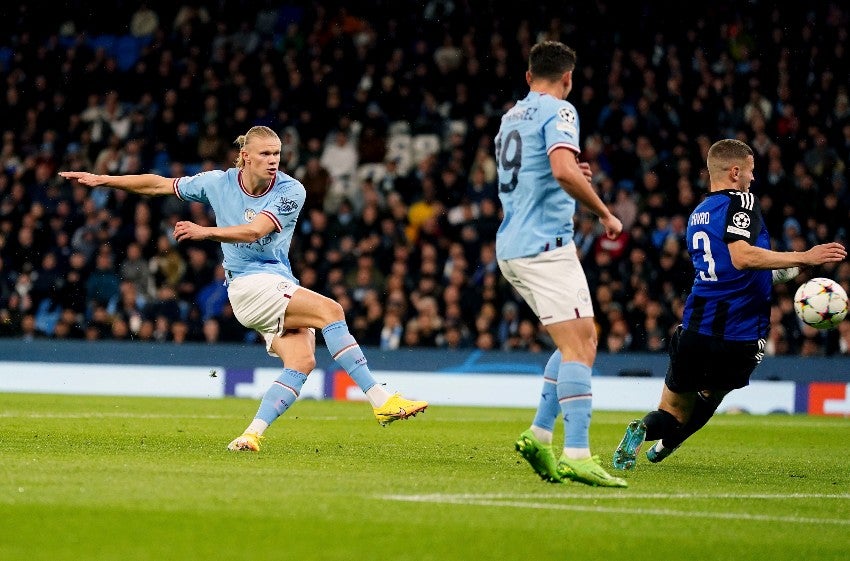 Haaland en un partido del Manchester City