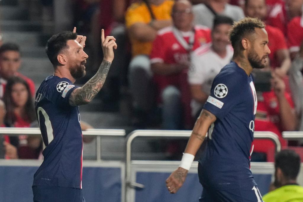 Messi celebra su gol ante el Benfica