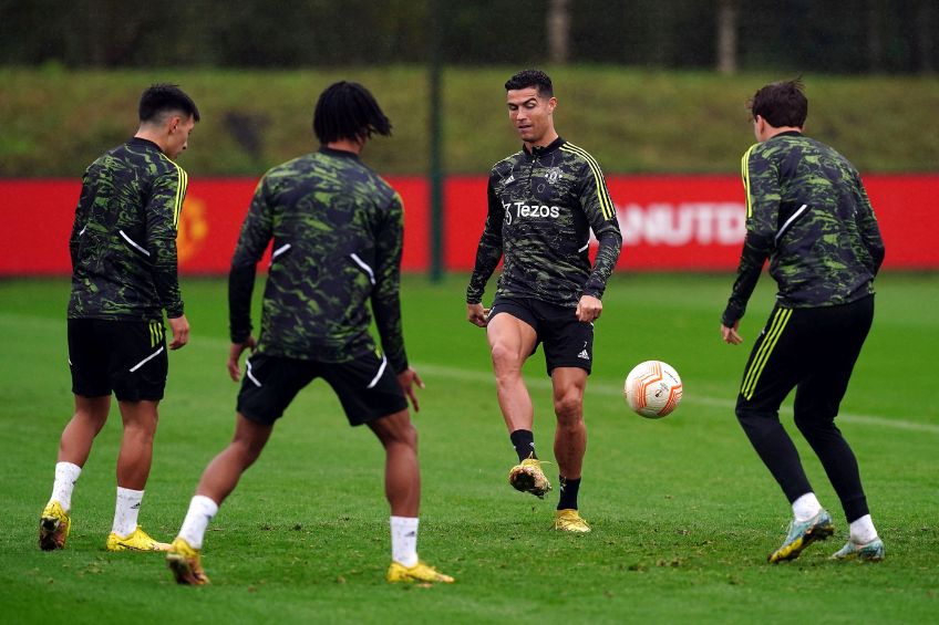 Cristiano Ronaldo entrenando con el Manchester United