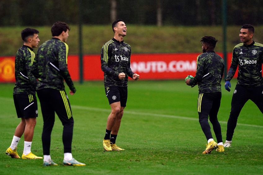 Cristiano Ronaldo entrenando con el Manchester United