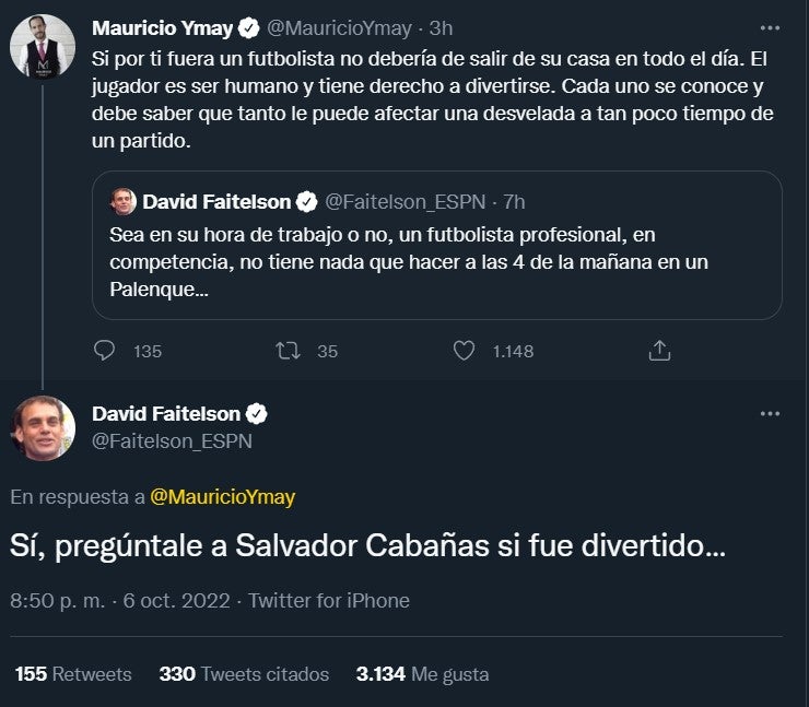 Discusión de Mauricio Ymay y David Faitelson en Twitter