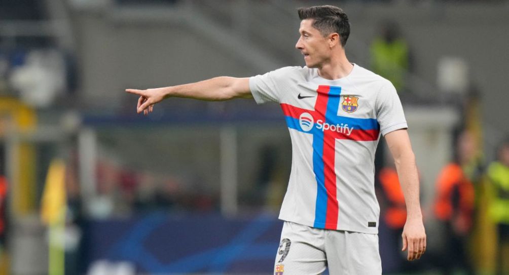 Robert Lewandowski durante un partido del Barcelona