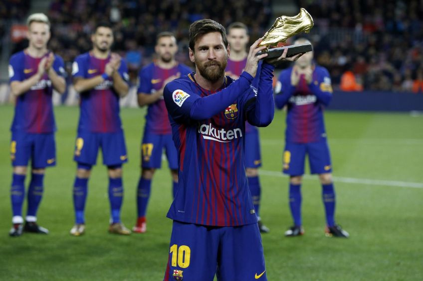 Lionel Messi tras ganar la Bota de Oro