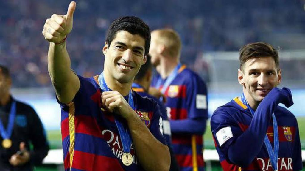 Messi y Suárez tras ganar el Mundial de Clubes