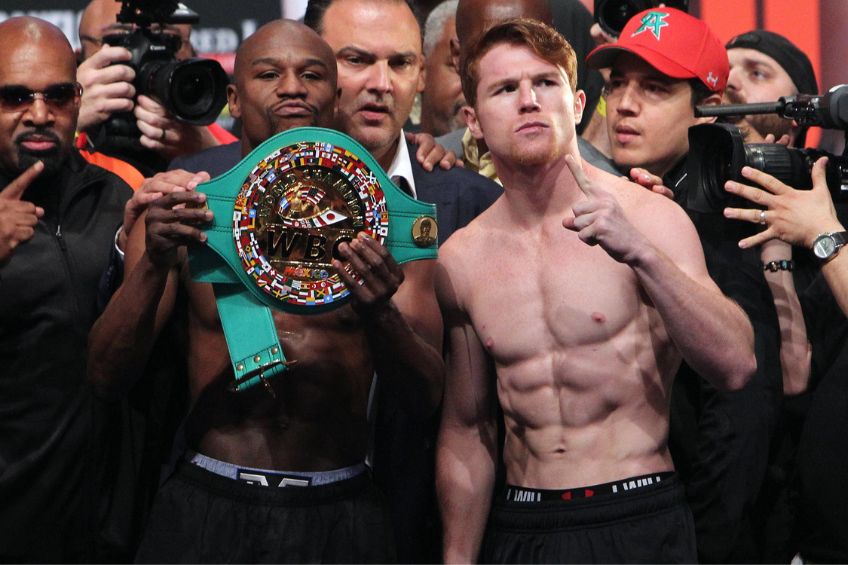 Canelo y Floyd Mayweather previo a su pelea