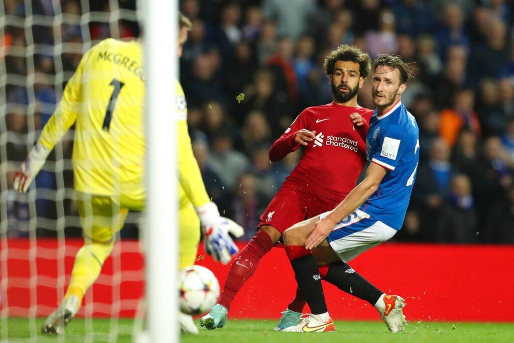 Mohamed Salah en una llegada del Liverpool