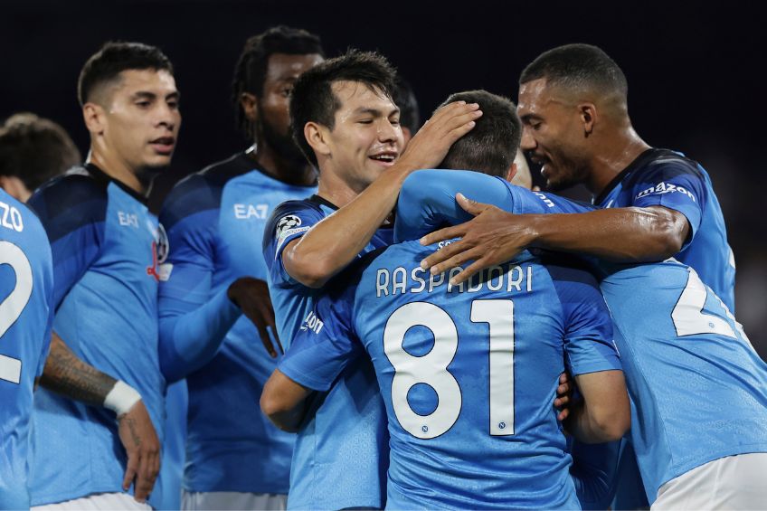 Jugadores del Napoli festejando un gol