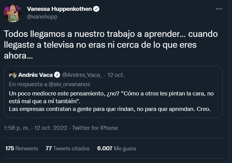 Vanessa Huppenkothen 'explotó' conta Andrés Vaca en redes sociales