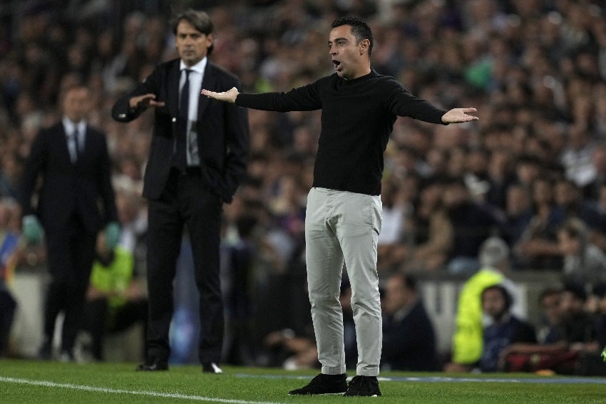 Xavi en un partido del Barcelona