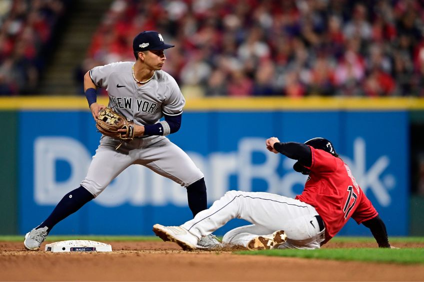 Oswaldo Cabrera durante un partido de los Yankees