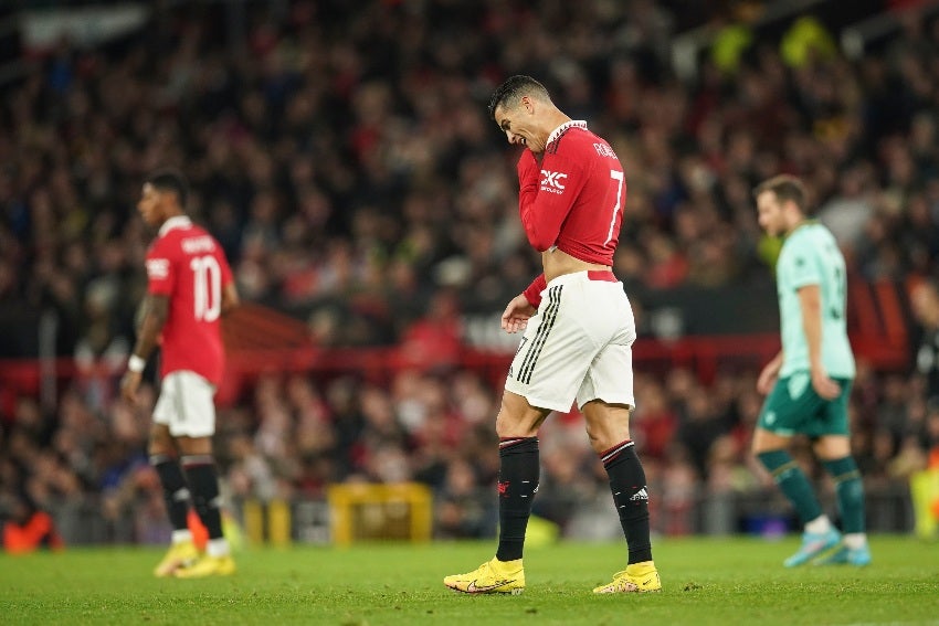 Cristiano Ronaldo en un partido del Manchester United