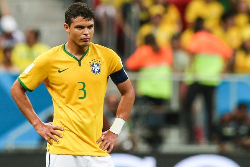 Thiago Silva durante un partido de Brasil