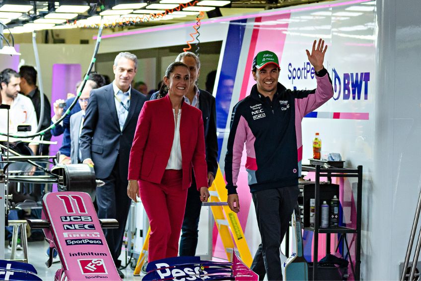 Claudia Sheinbaum junto a Checo Pérez