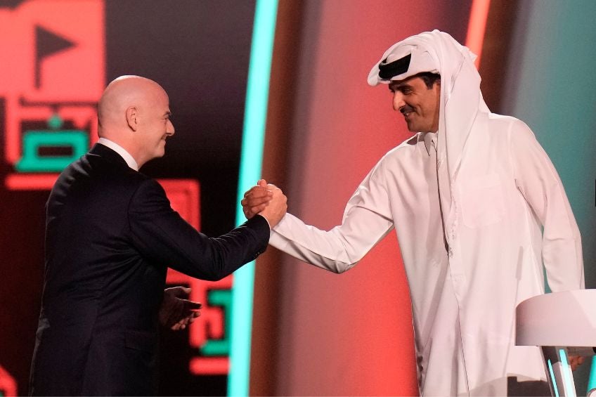 Gianni Infantino en el sorteo de Qatar 2022