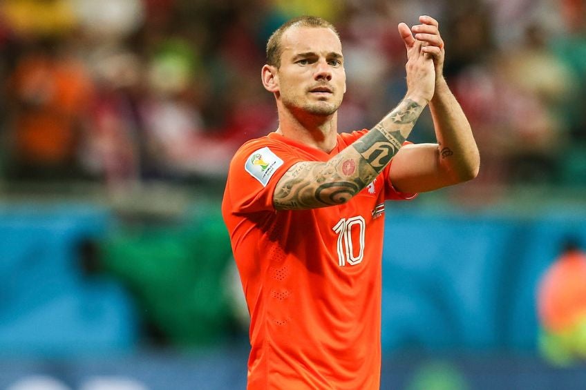 Wesley Sneijder durante un partido de Países Bajos