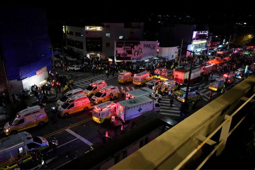 Ambulancias en las calles de Itaewon