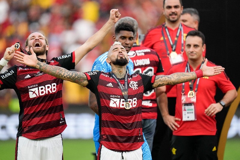 Jugadores de Flamengo festejando