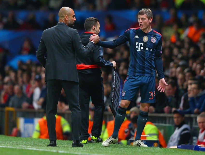 Toni Kroos y Pep Guardiola en el Bayern Múnich