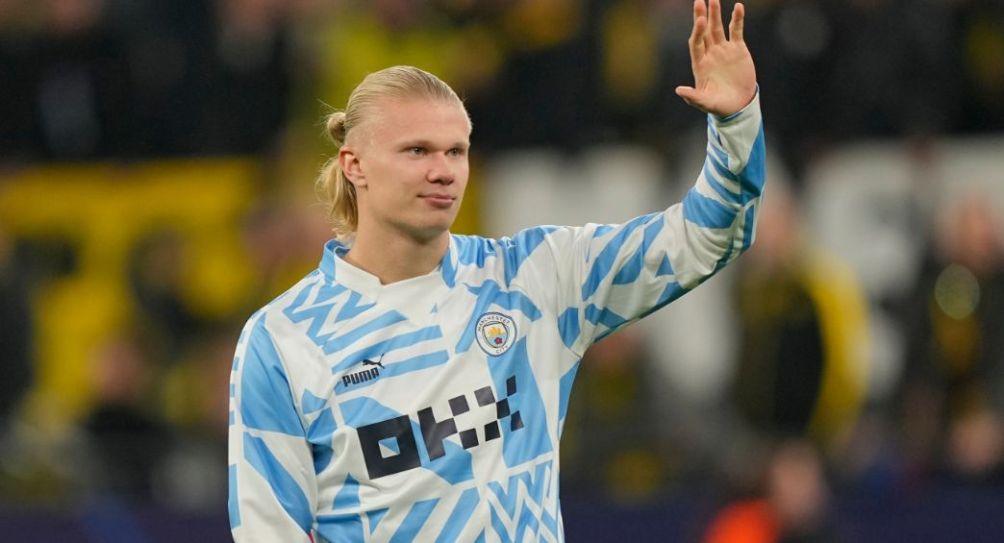 Erling Haaland tras un partido del Manchester City