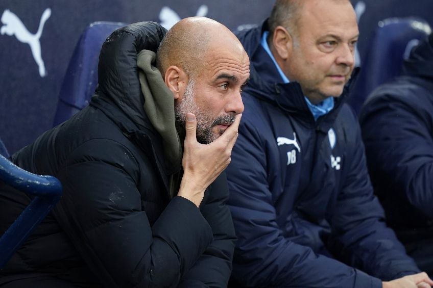 Pep Guardiola en un partido del Manchester City