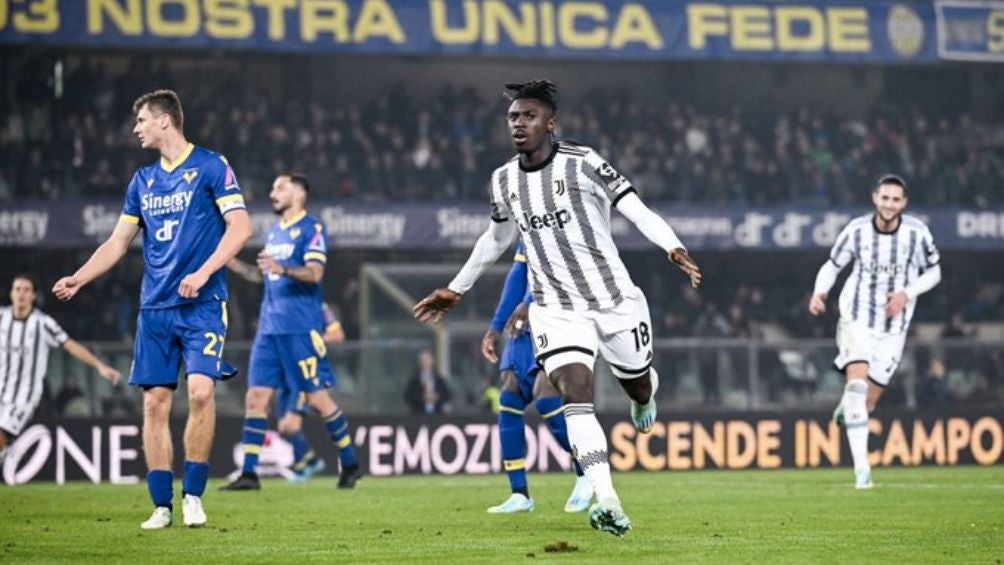 Moise Kean celebra el gol del triunfo ante el Hellas