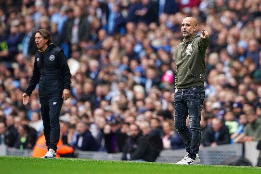 Pep Guardiola en un juego del Manchester City