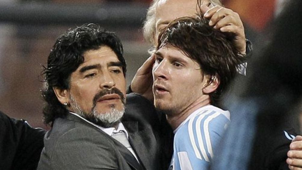 Messi y Maradona juntos en Sudáfrica 2010